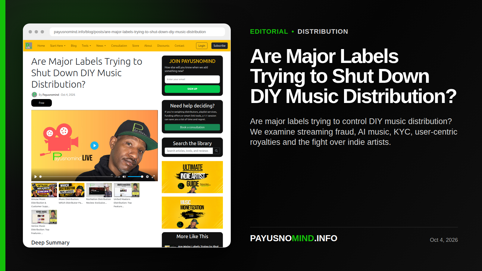 Are Major Labels Trying to Shut Down DIY Music Distribution?