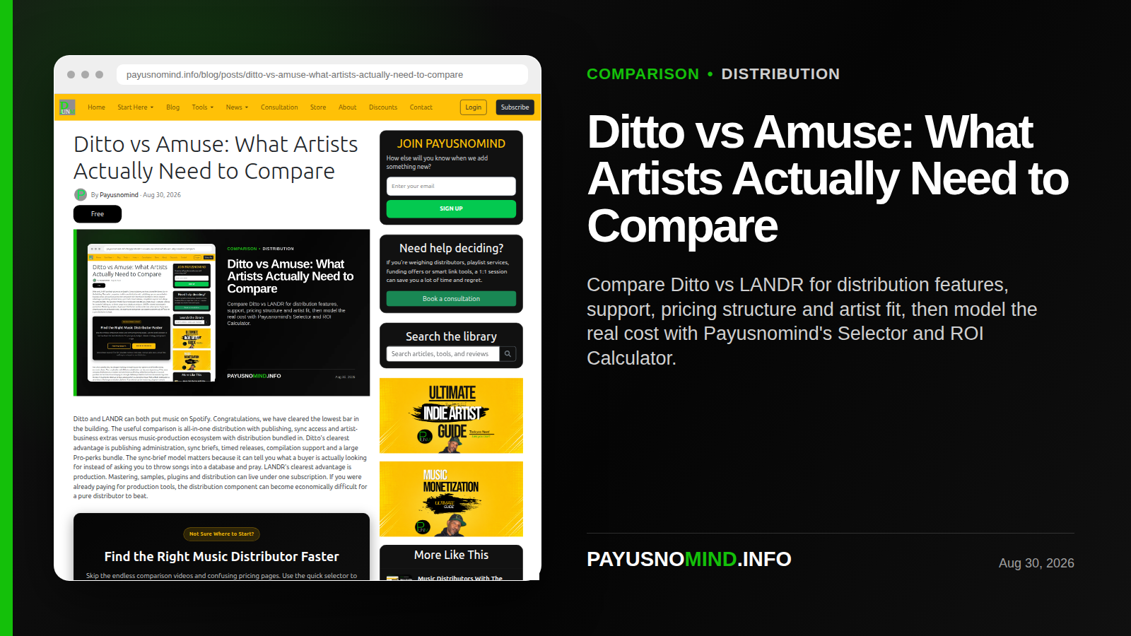 Ditto vs Amuse: What Artists Actually Need to Compare