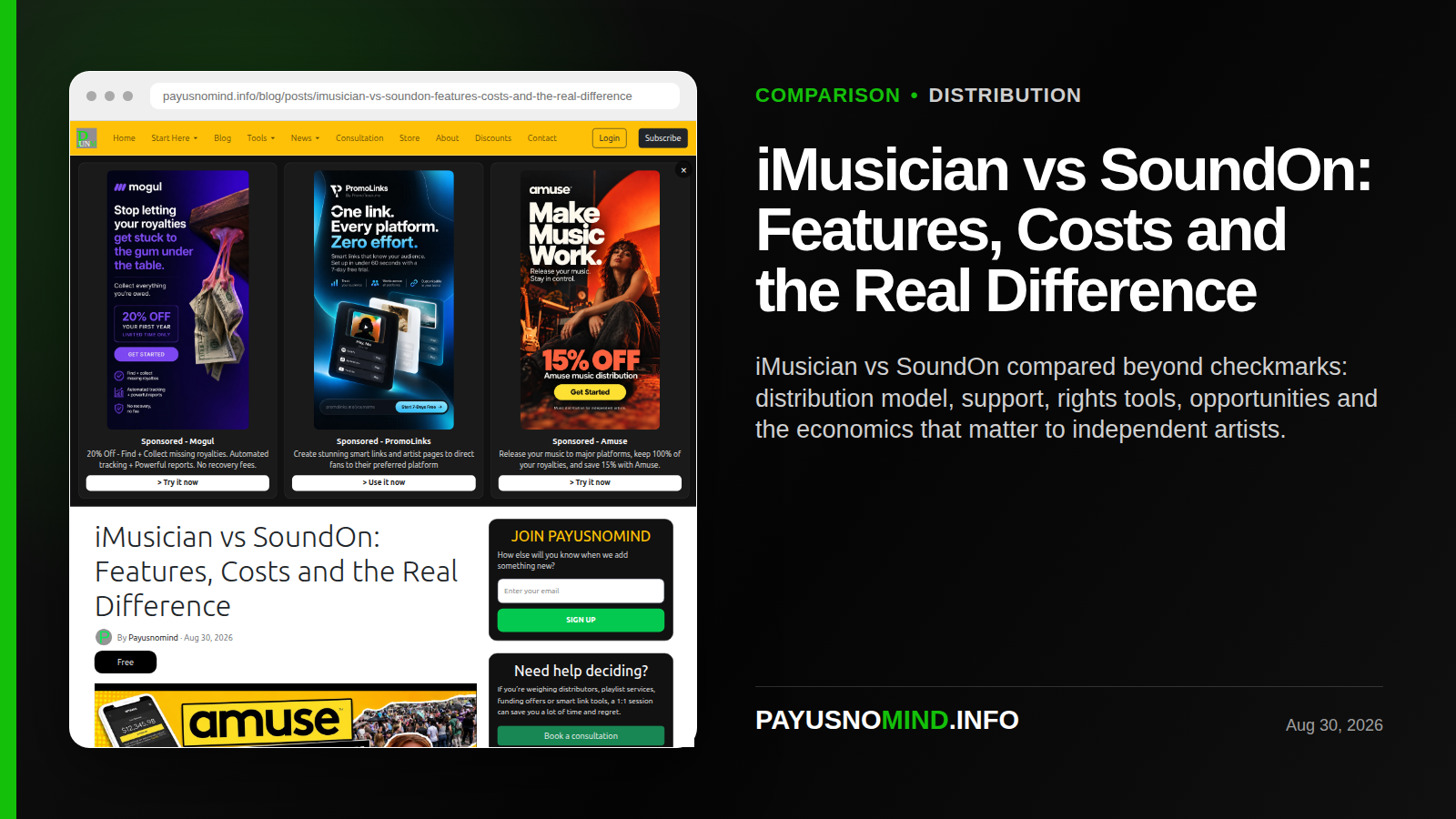 iMusician vs SoundOn: Features, Costs and the Real Difference