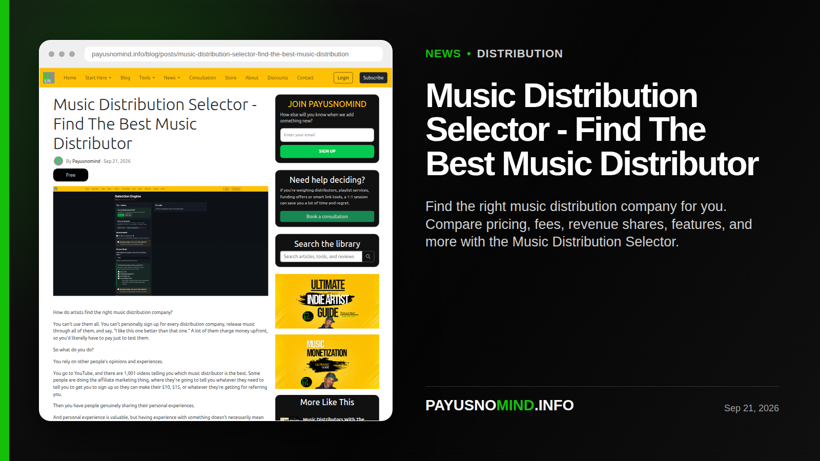 Music Distribution Selector - Find The Best Music Distributor