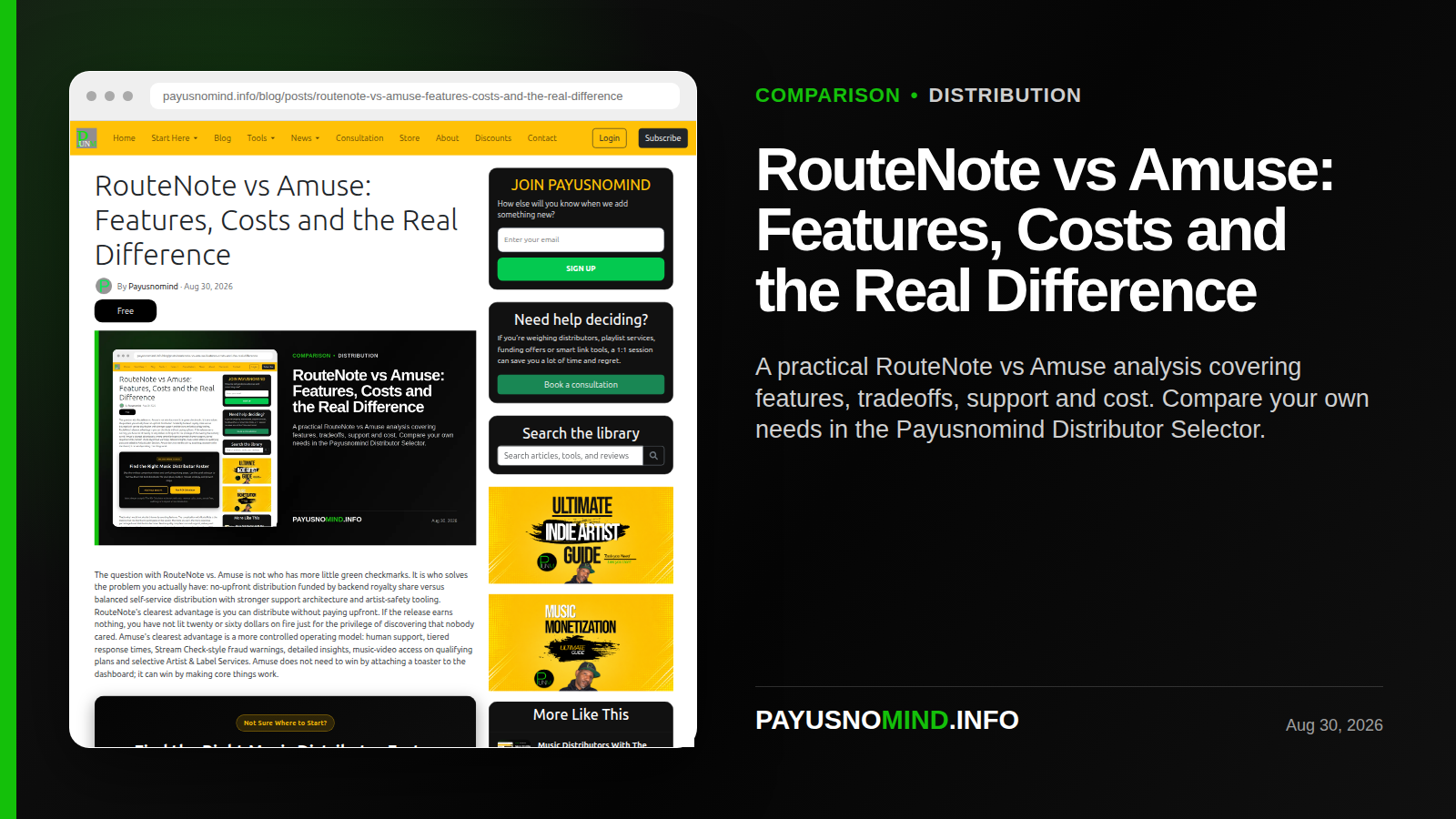 RouteNote vs Amuse: Features, Costs and the Real Difference