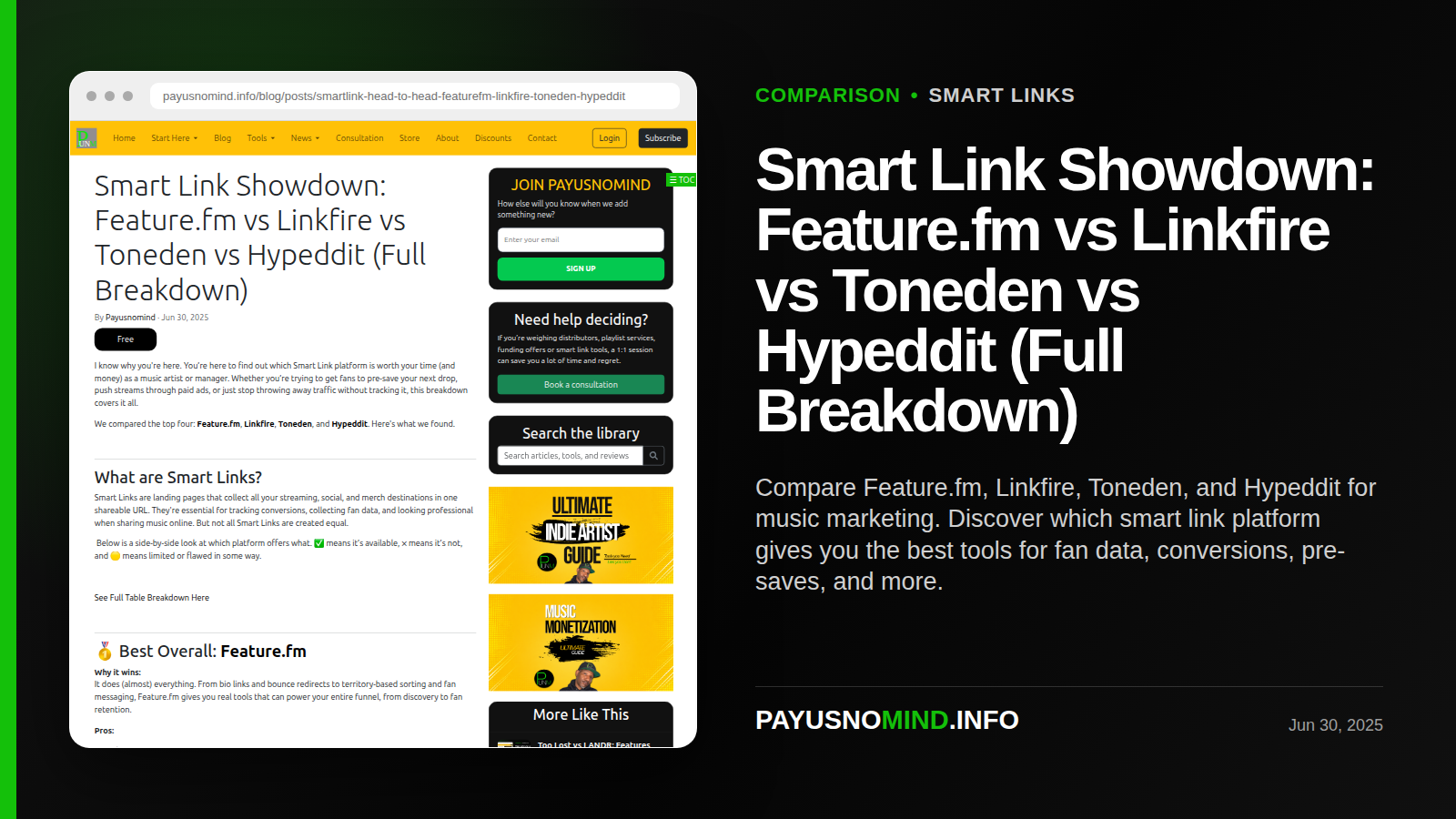 Smart Link Showdown: Feature.fm vs Linkfire vs Toneden vs Hypeddit (Full Breakdown)