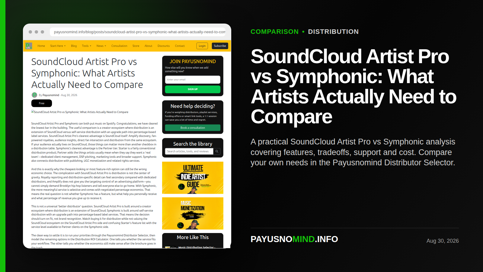 SoundCloud Artist Pro vs Symphonic: What Artists Actually Need to Compare
