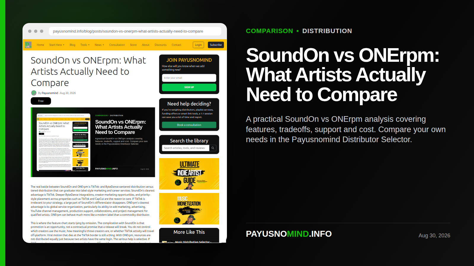 SoundOn vs ONErpm: What Artists Actually Need to Compare