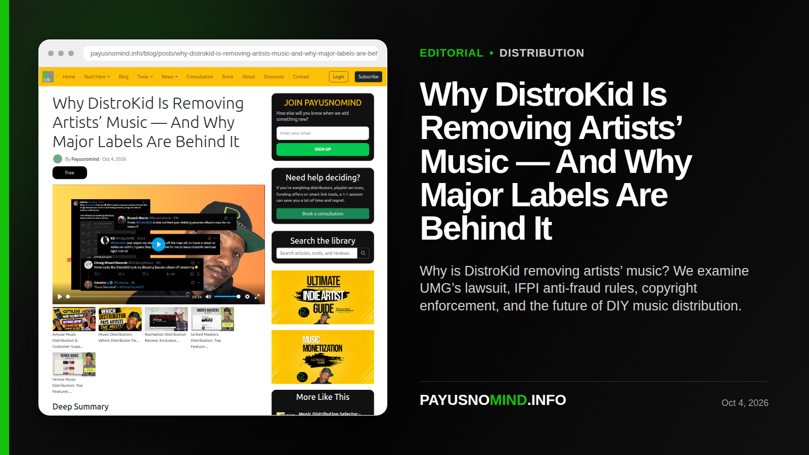 Why DistroKid Is Removing Artists’ Music — And Why Major Labels Are Behind It